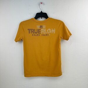True‎ Religion Shirt Kids Large Yellow Black Rhinestone Tee Luxury Designer